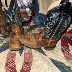 Old West Brown and Black Kids Western Boots